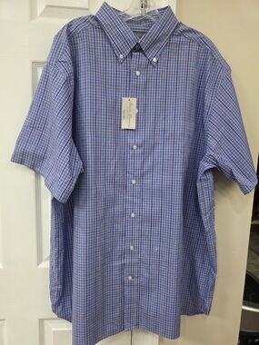 NWT Men Daniel Cremieux Signature Collection Blue/white short sleeve shirt 2XT